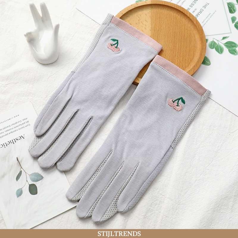 Handschoenen Dames Katoenen Kort Grijs