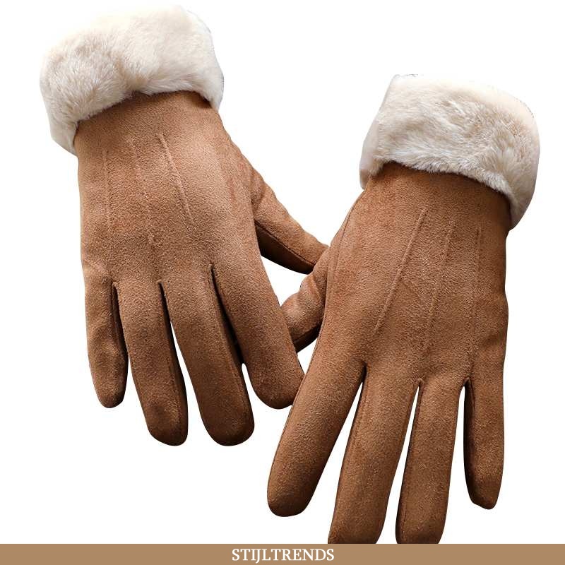 Handschoenen Dames Suede Winter Khaki