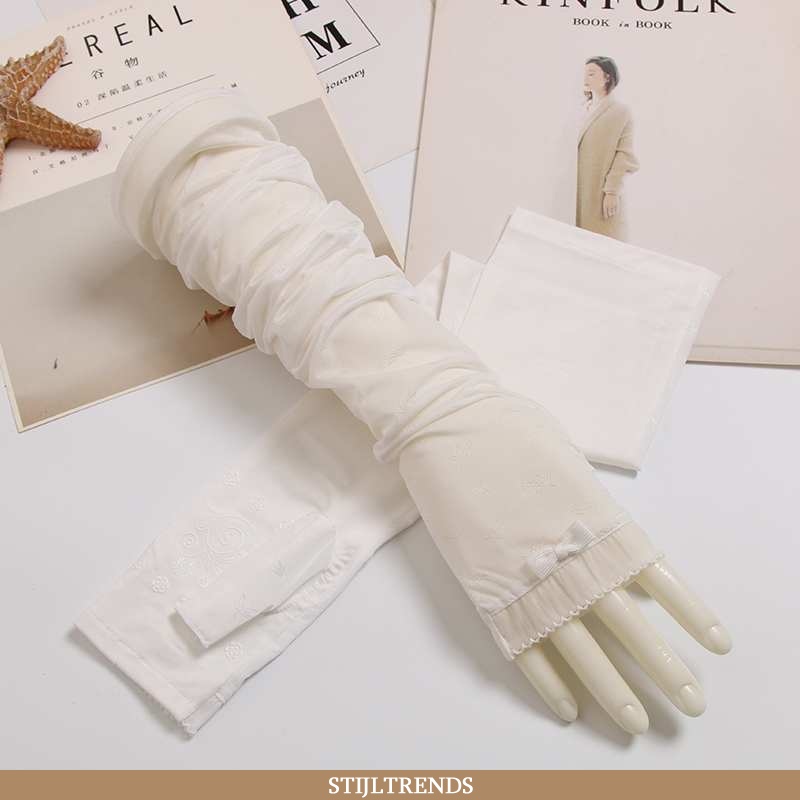 Handschoenen Dames Zomer Bescherming Tegen De Zon Witte