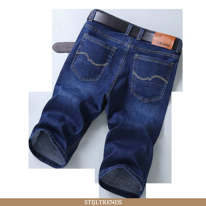 Jeans Heren Korte Broek Trendy Donkerblauw