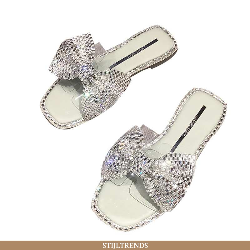 Pantoffels Dames Zilveren Bovenkleding