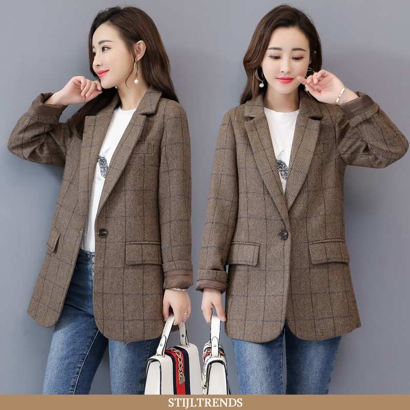 Blazer Dames Jas Vintage Een Knopen