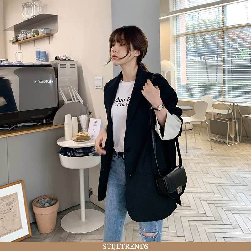 Blazer Dames Pak Jasje Herfst Effen Kleur