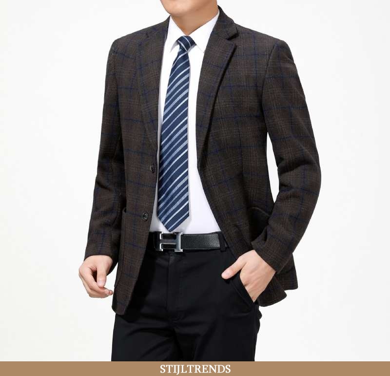 Blazer Heren Pak Wollen Lente Khaki