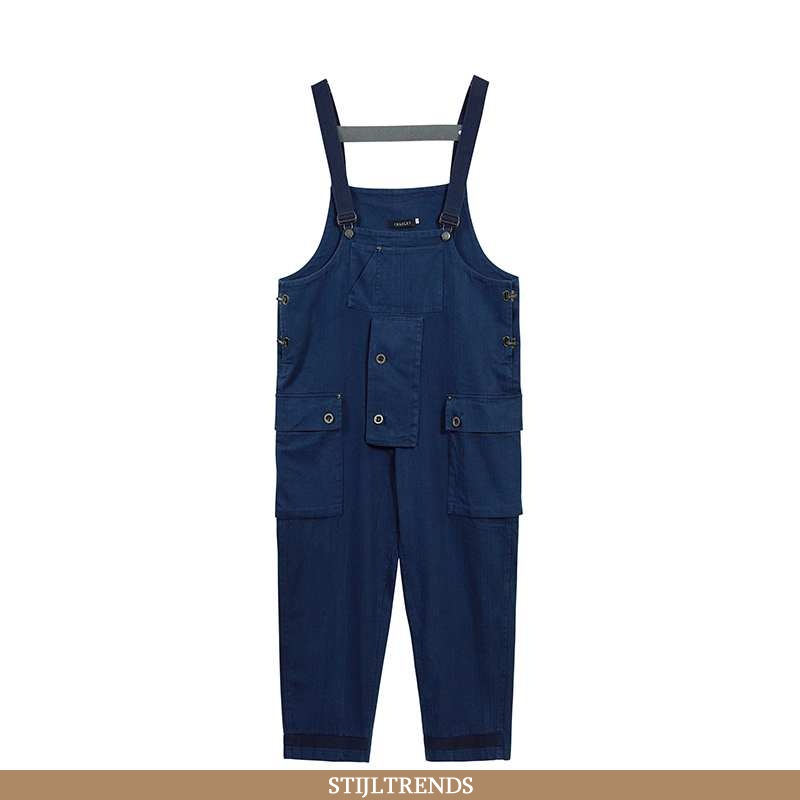 Broek Dames Katoenen Wassen Donkerblauwe