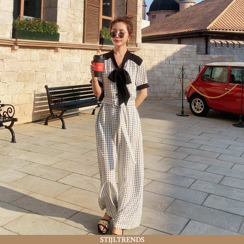 Broek Dames Siamese Broek Chiffon Geruit Grote