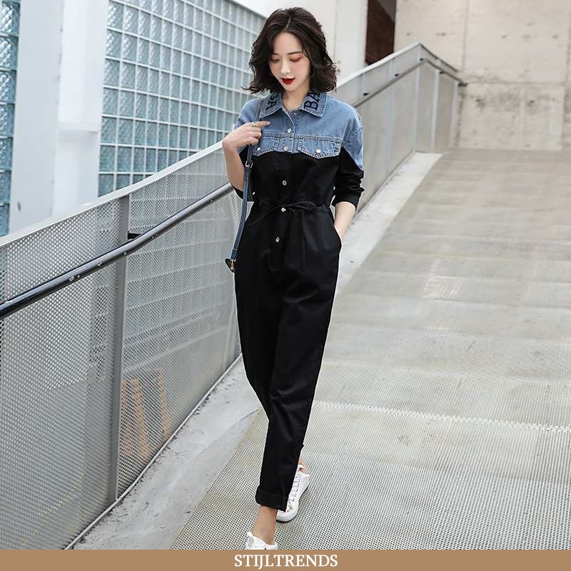 Broek Dames Siamese Broek Denim Casual Verbinding
