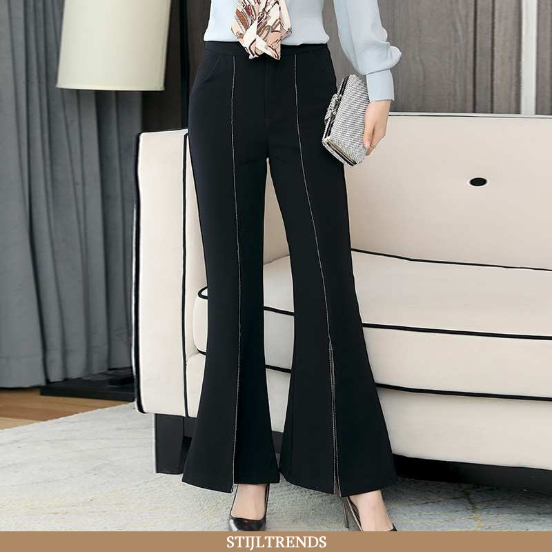 Broek Dames Trendy Effen Kleur Zwarte