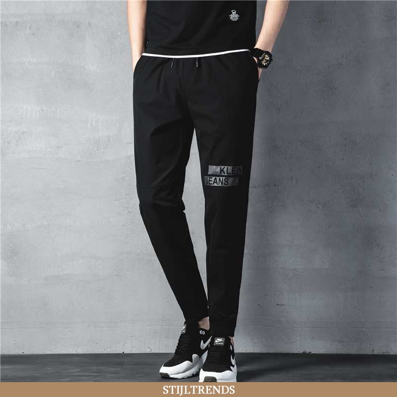 Broek Heren Casual Broek Slim Fit Zwart