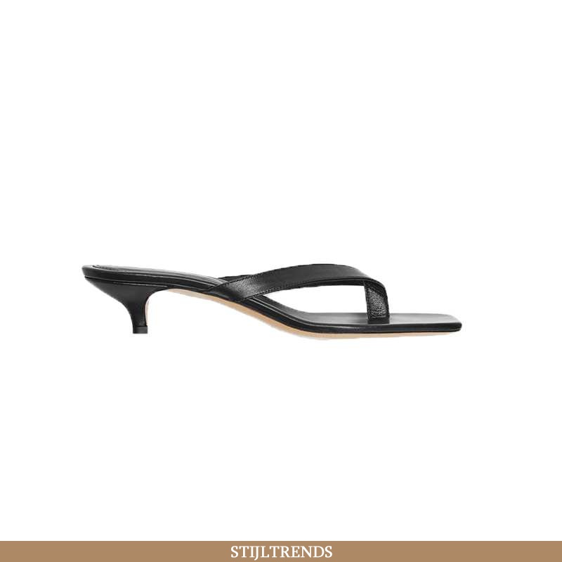 Flip Flops Dames Sandaal Leren Met Hak Bovenkleding