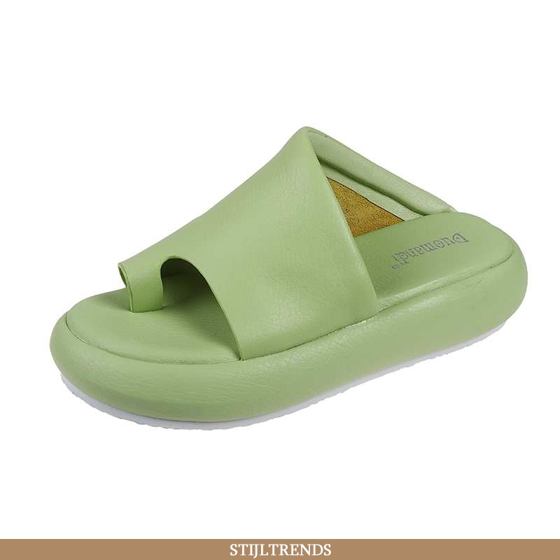 Flip Flops Dames Slipper Leren Met Plateauzool Mesh