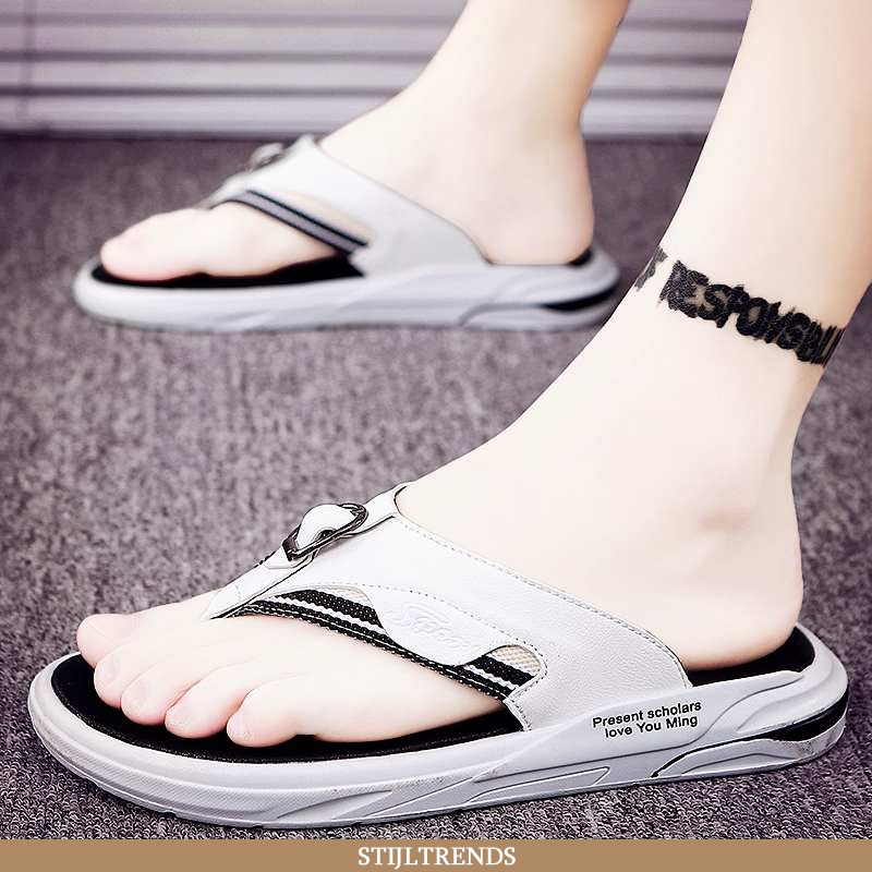 Flip Flops Heren Slipper Leren Zomer Wit