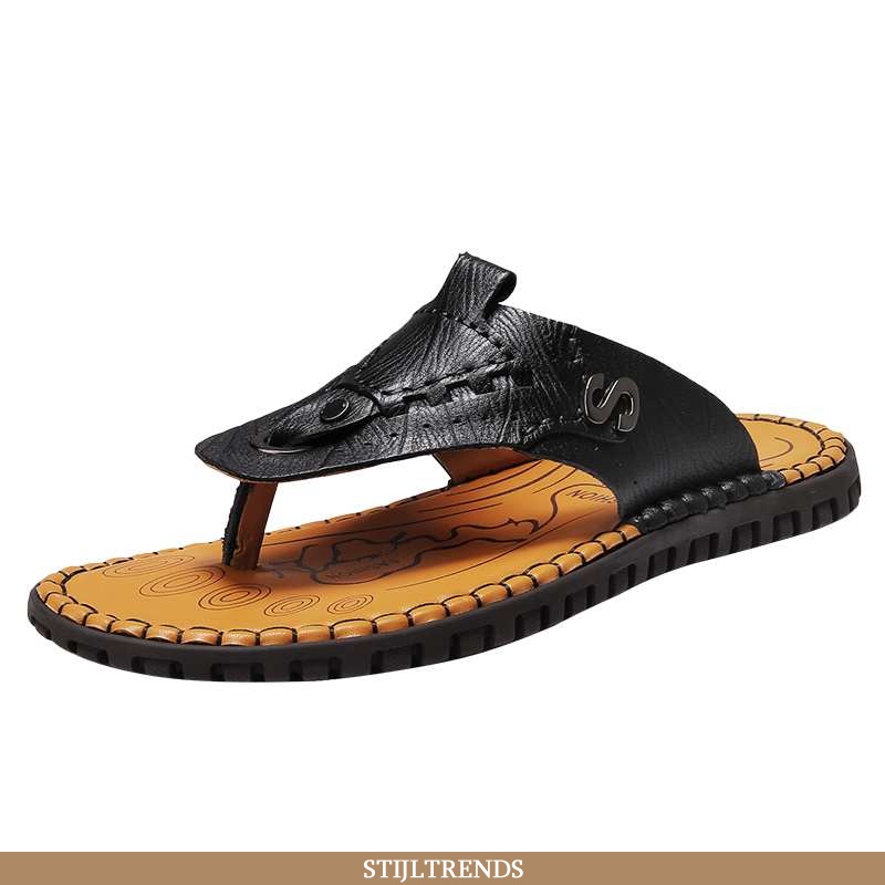 Flip Flops Heren Slipper Leren Zomer Zwart