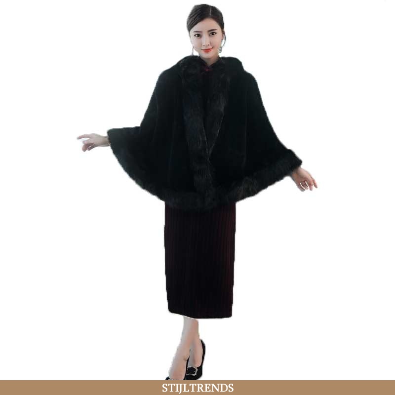 Fur Jas Dames Comfort Elegante Zwarte