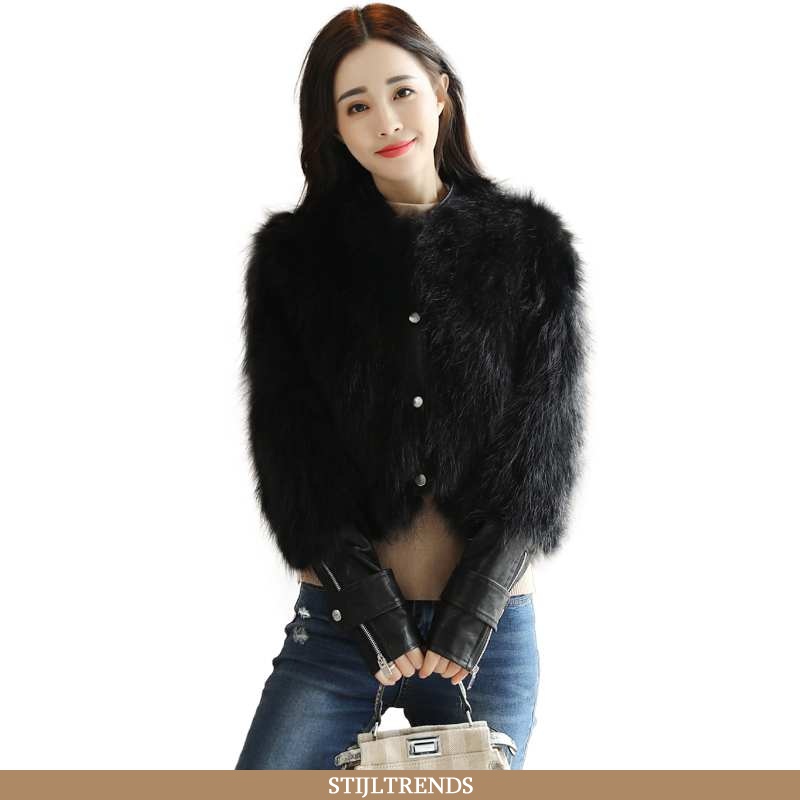 Fur Jas Dames Katoenen Jas Leren Skinny Vrouwen
