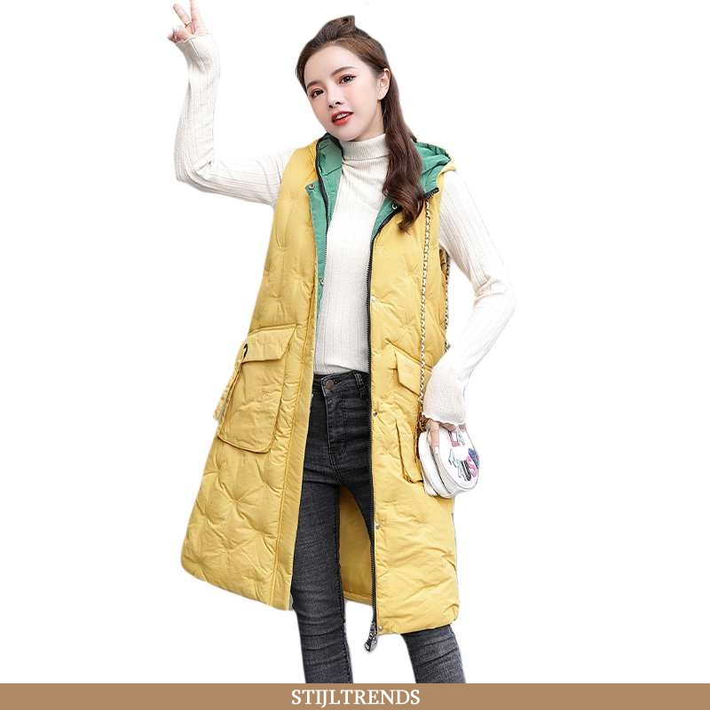 Gilet Dames Casual Elegante Geel
