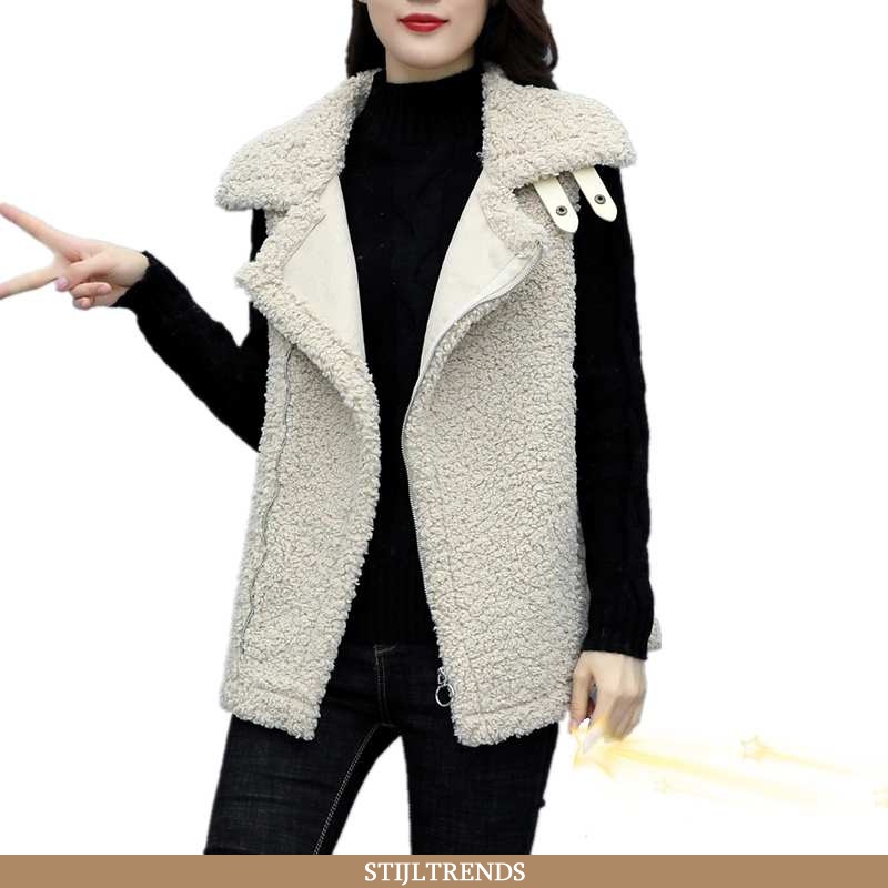 Gilet Dames Jas Suede Rits Decoratie