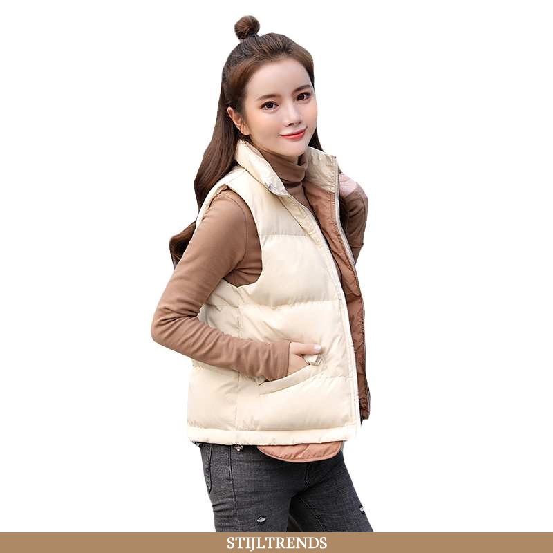 Gilet Dames Slim Fit Persoonlijk Beige