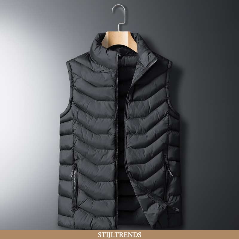 Gilet Heren Jas Katoenen Grote Maten Zwart