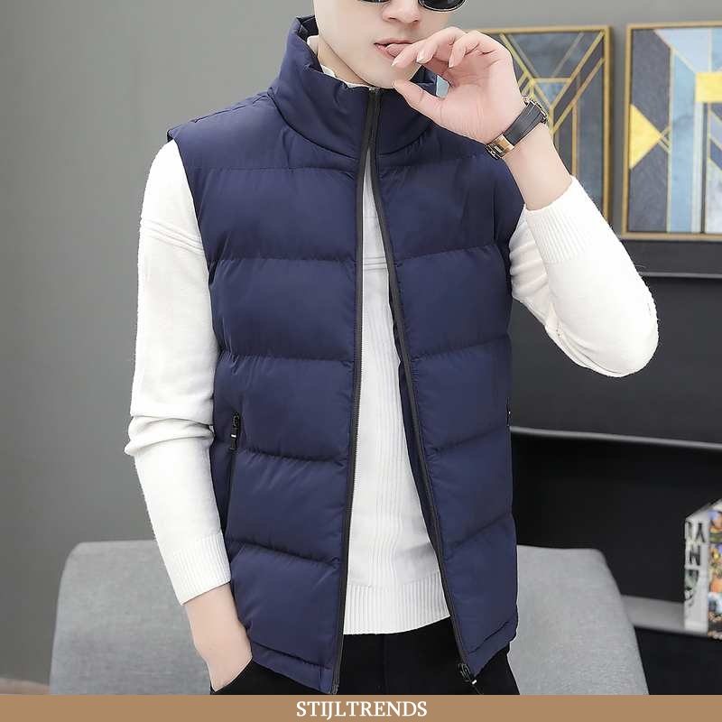 Gilet Heren Winter Donkerblauw Donkerblauwe