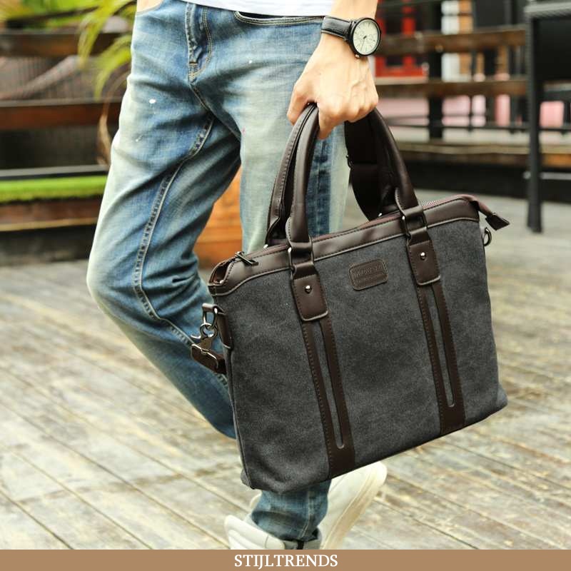 Handtas Heren Schoudertas Canvas Business Zwart