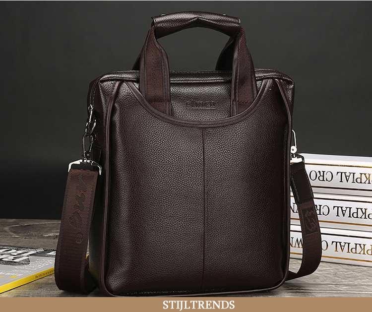 Handtas Heren Schoudertas Leren Casual Bruin