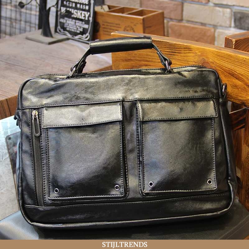 Handtas Heren Tas Leren Trendy Zwart
