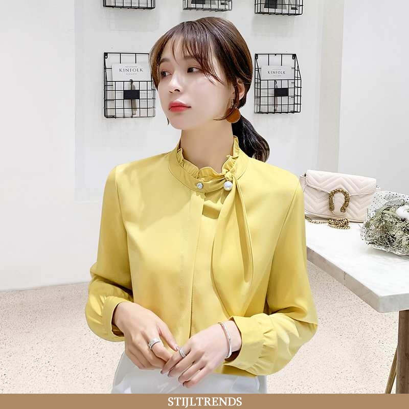 Hemdje Dames Blouse Overhemd Chiffon Lente Houten