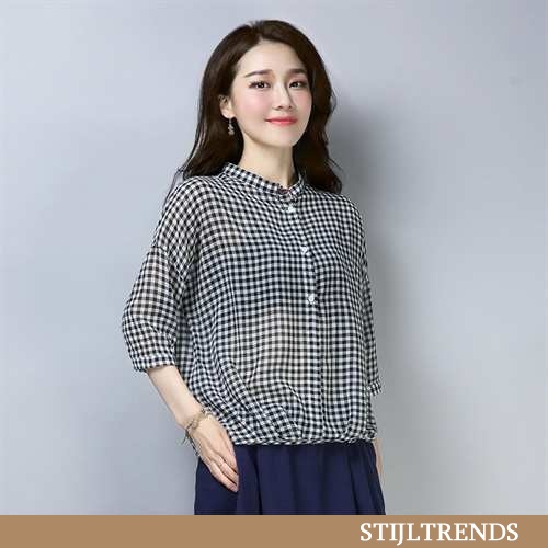 Hemdje Dames Chiffon Grote Maten Zwart