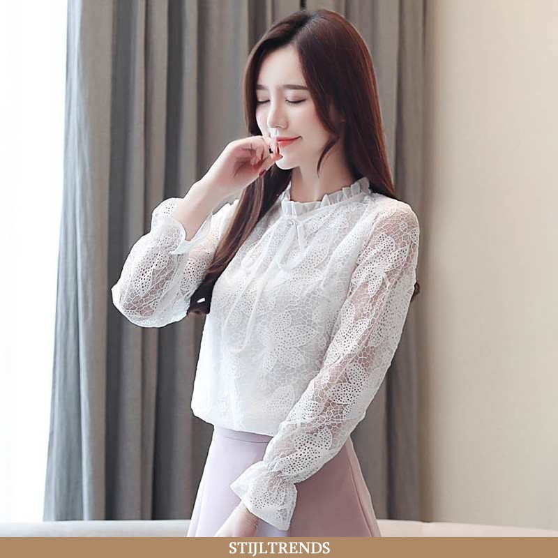 Hemdje Dames Chiffon Slim Fit Effen Kleur