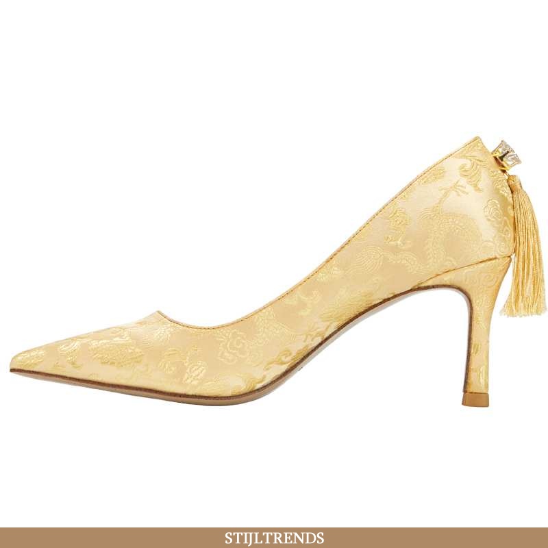 Hoge Hakken Dames Schoenen Bruiloft Geel