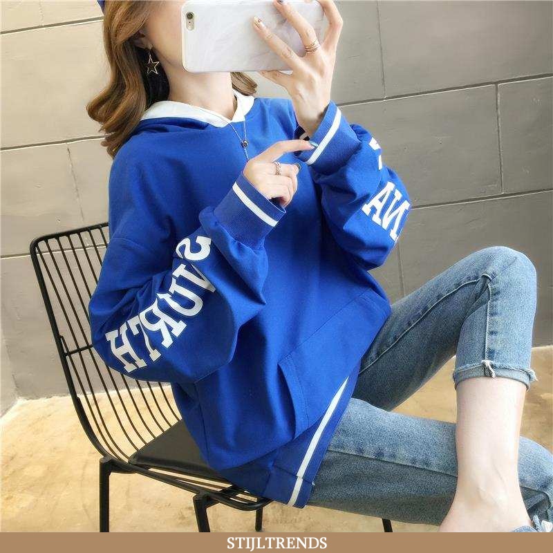 Hoodie Dames Grote Maten Vrouwen Donkerblauwe