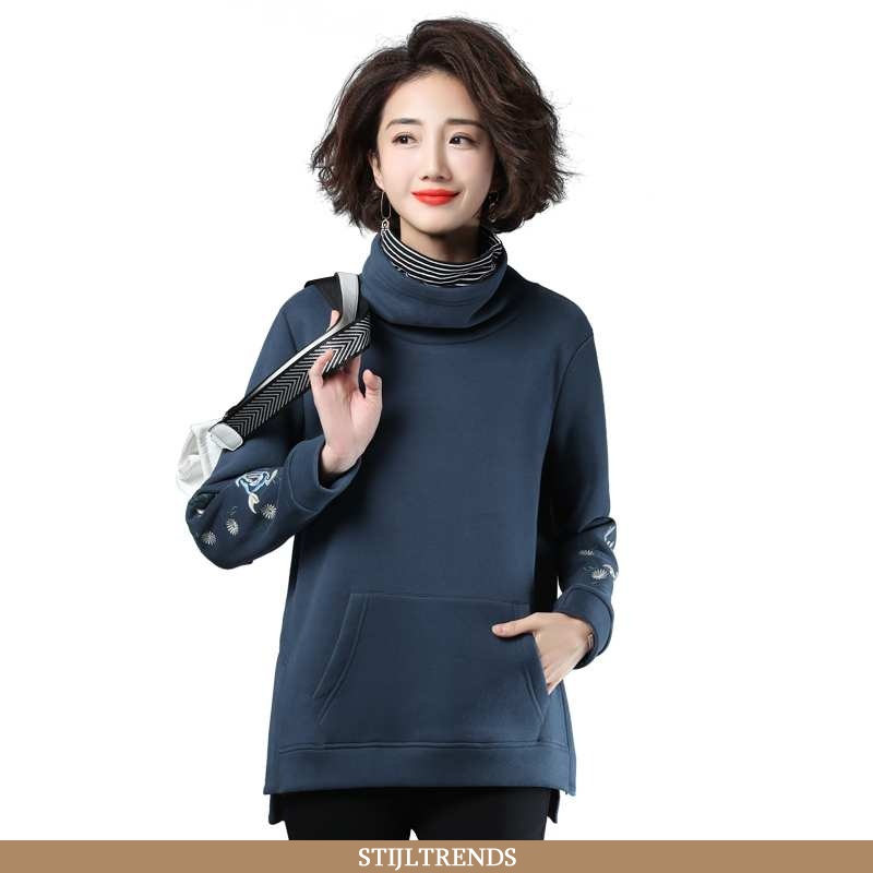 Hoodie Dames Katoenen Casual Blauw
