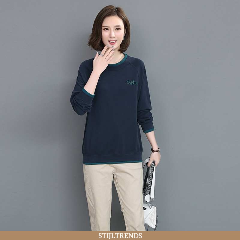 Hoodie Dames Lange Mouwen Donkerblauw Donkerblauwe