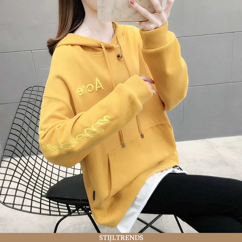 Hoodie Dames Lange Mouwen Geel