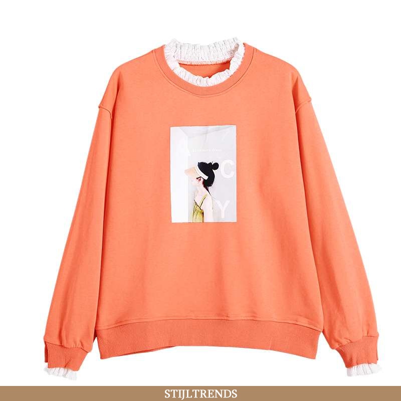 Hoodie Dames Lange Mouwen Nieuw Oranje