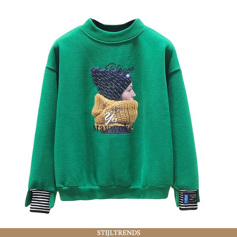 Hoodie Dames Suede Hippe Groen