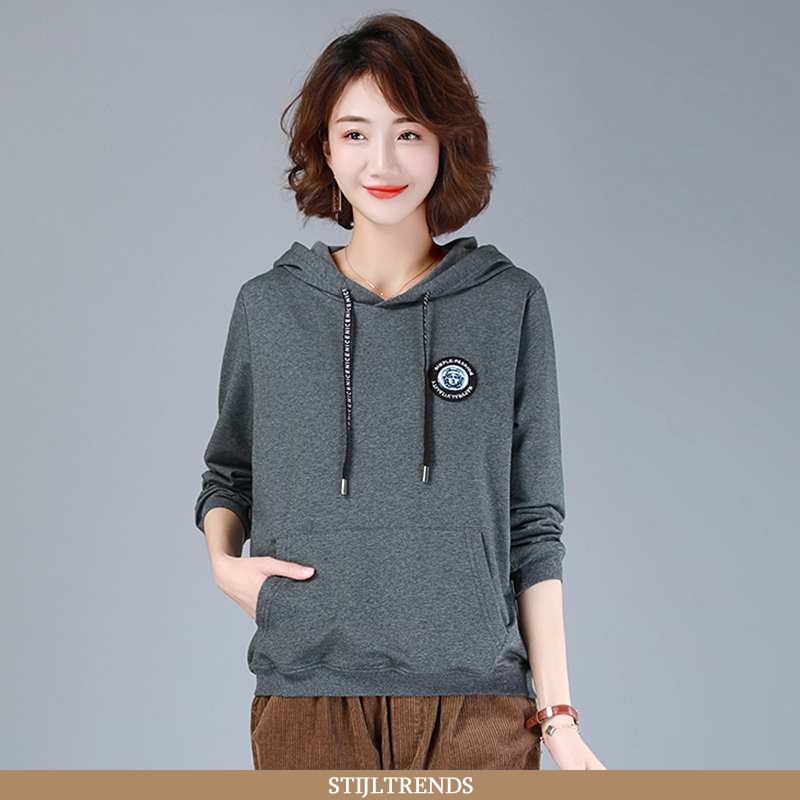 Hoodie Dames Suede Met Capuchon Grijs