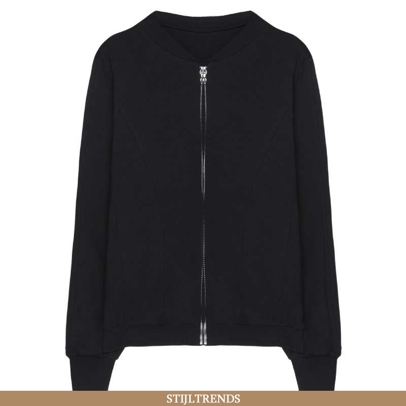 Hoodie Dames Trenchcoat Katoenen Lange Mouwen Zwart