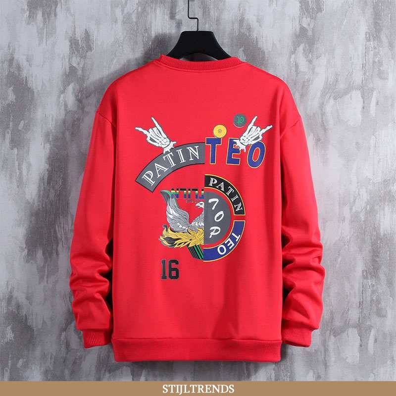 Hoodie Heren Baggy Ronde Hals Rood