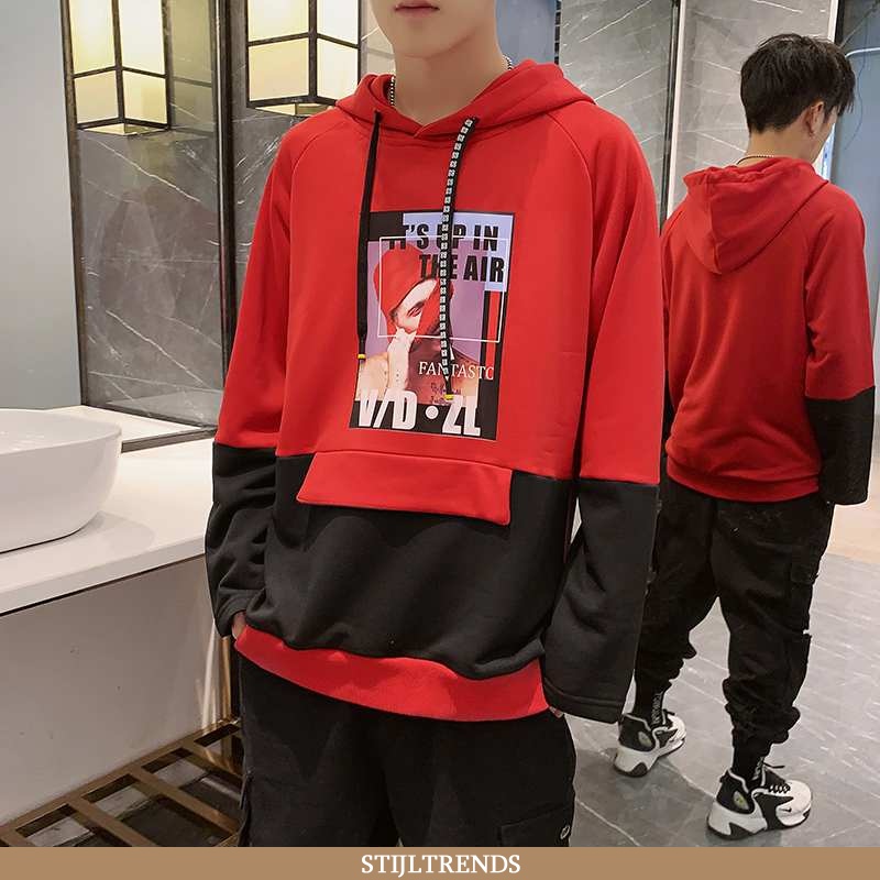 Hoodie Heren Herfst Gemengde Kleuren Rood
