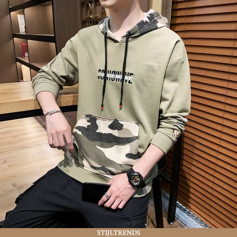 Hoodie Heren Herfst Groen Legergroene