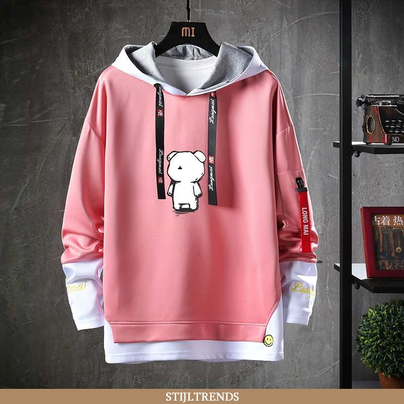 Hoodie Heren Lange Mouwen Roze