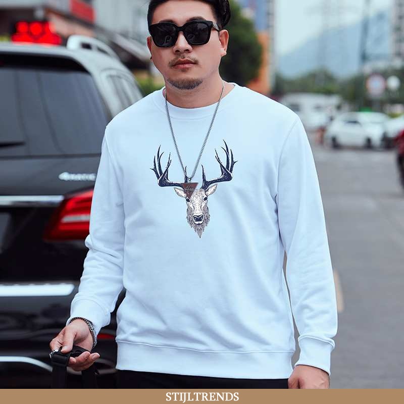 Hoodie Heren Print Mannen Witte