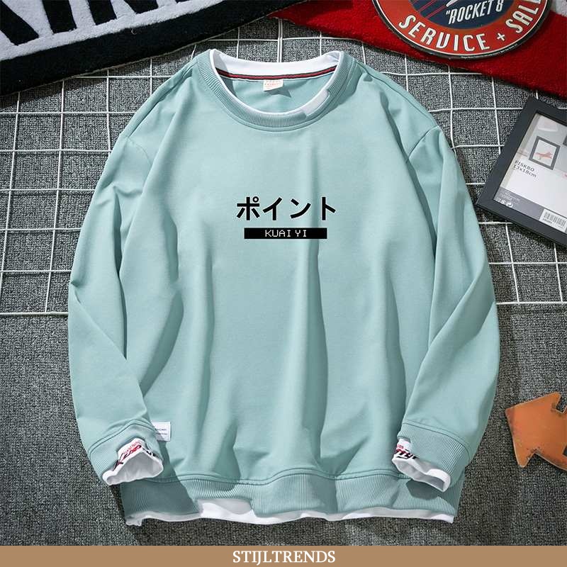 Hoodie Heren Ronde Hals Blauwe