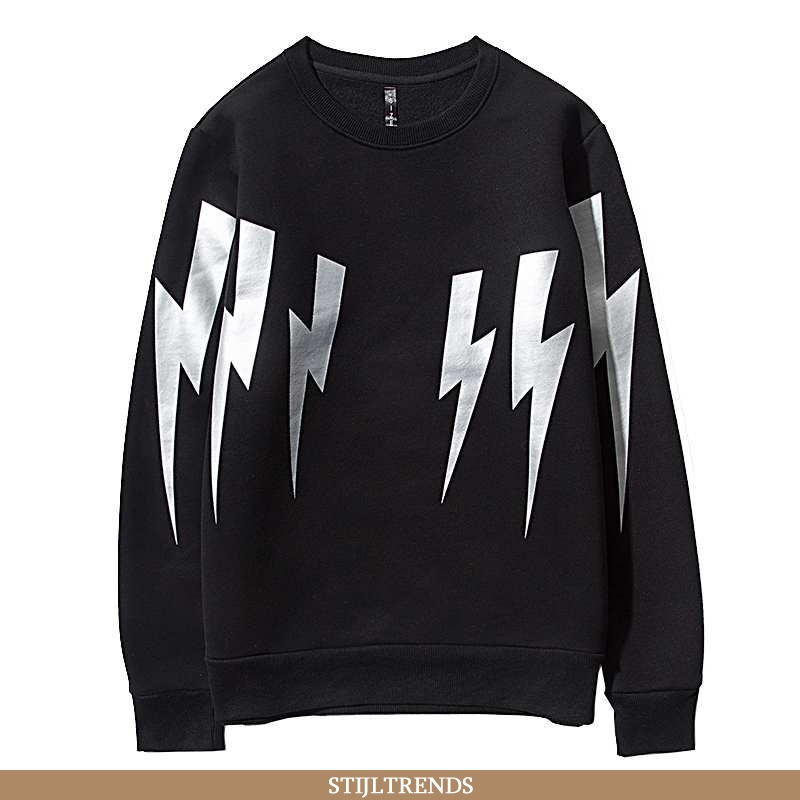 Hoodie Heren Suede Print Zwart