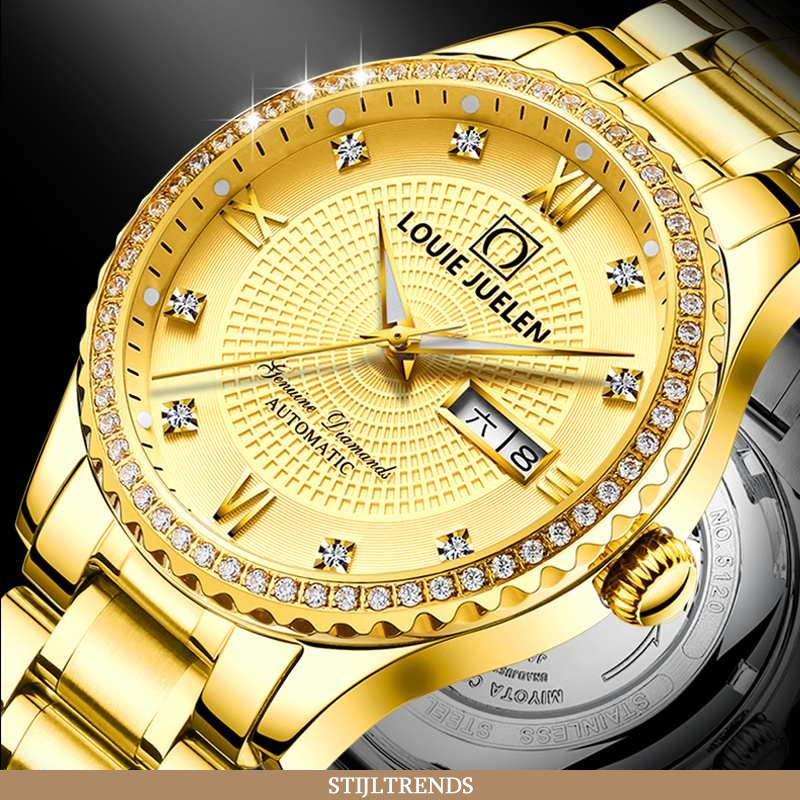 Horloge Heren Kanten Nieuw Gouden