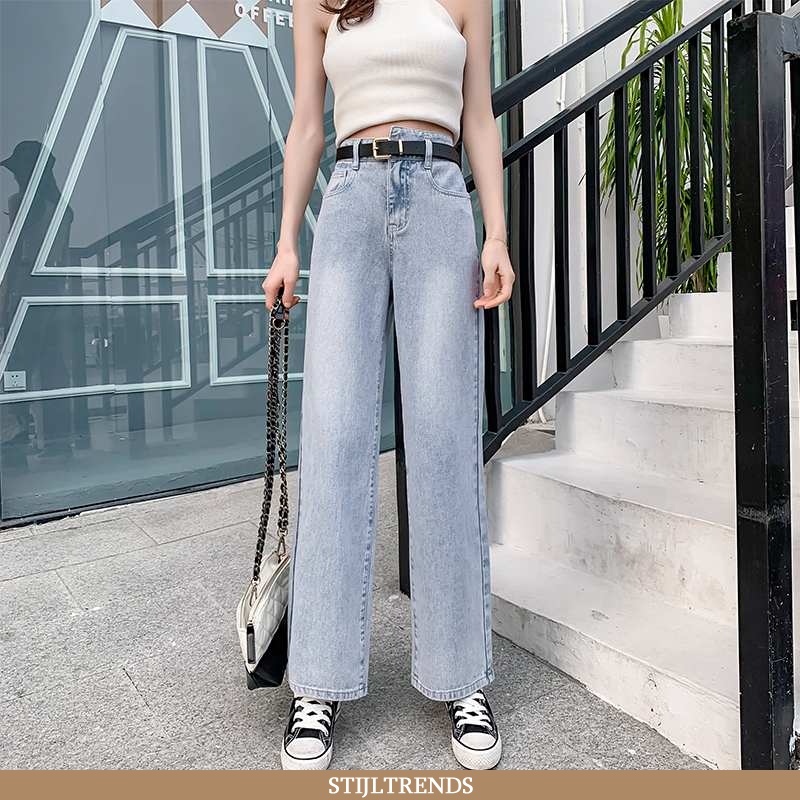 Jeans Dames Broek Denim Straight Alle Wedstrijden