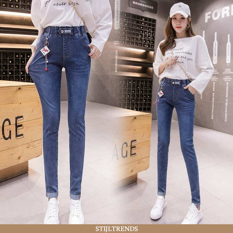 Jeans Dames Broek Hippe Donkerblauw