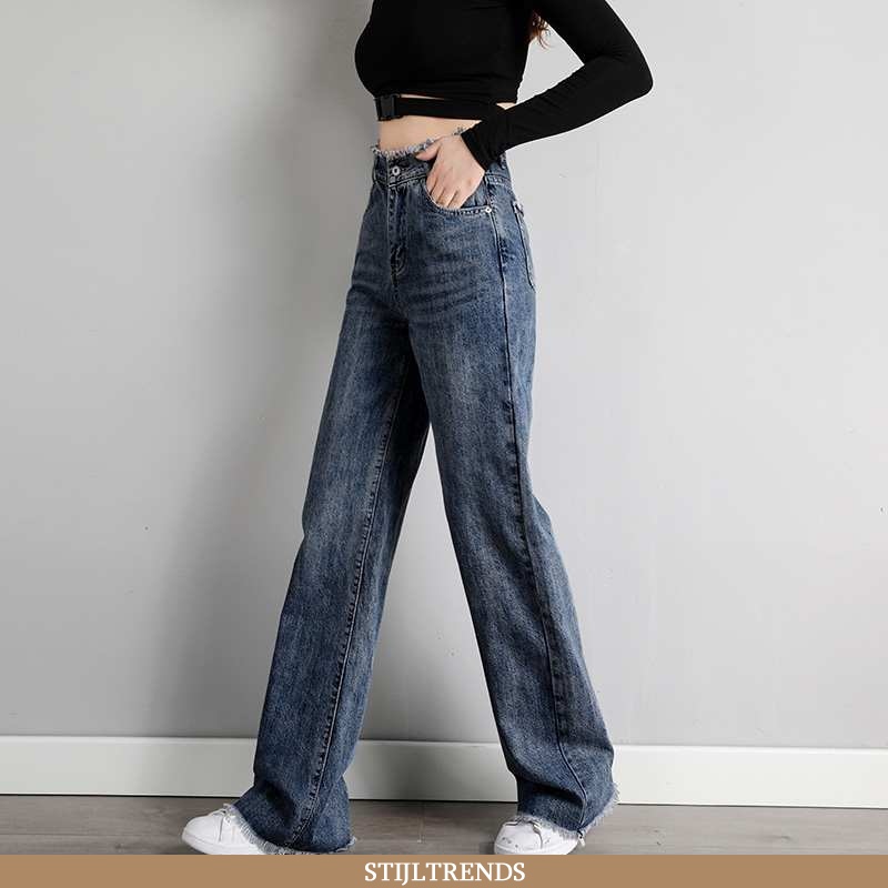 Jeans Dames Casual Donkerblauw Donkerblauwe